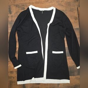Neiman Marcus Black Cardigan with White Accents